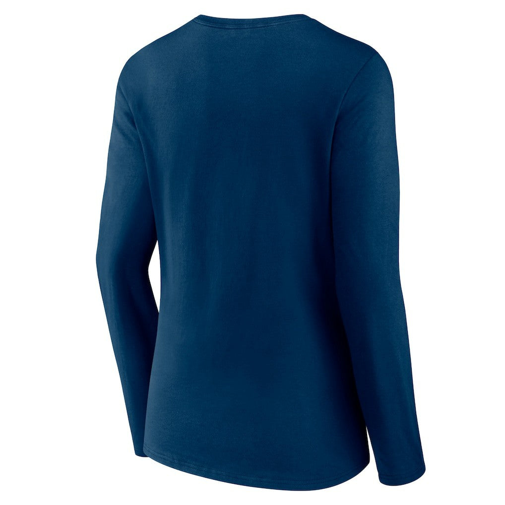Houston Texans Women's Logo Team Lockup Long Sleeve V-Neck T-Shirt Navy