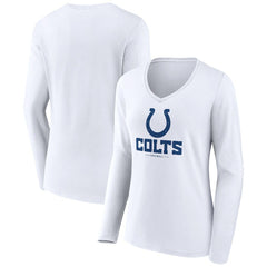 Indianapolis Colts Women's Logo Team Lockup Long Sleeve V-Neck T-Shirt White