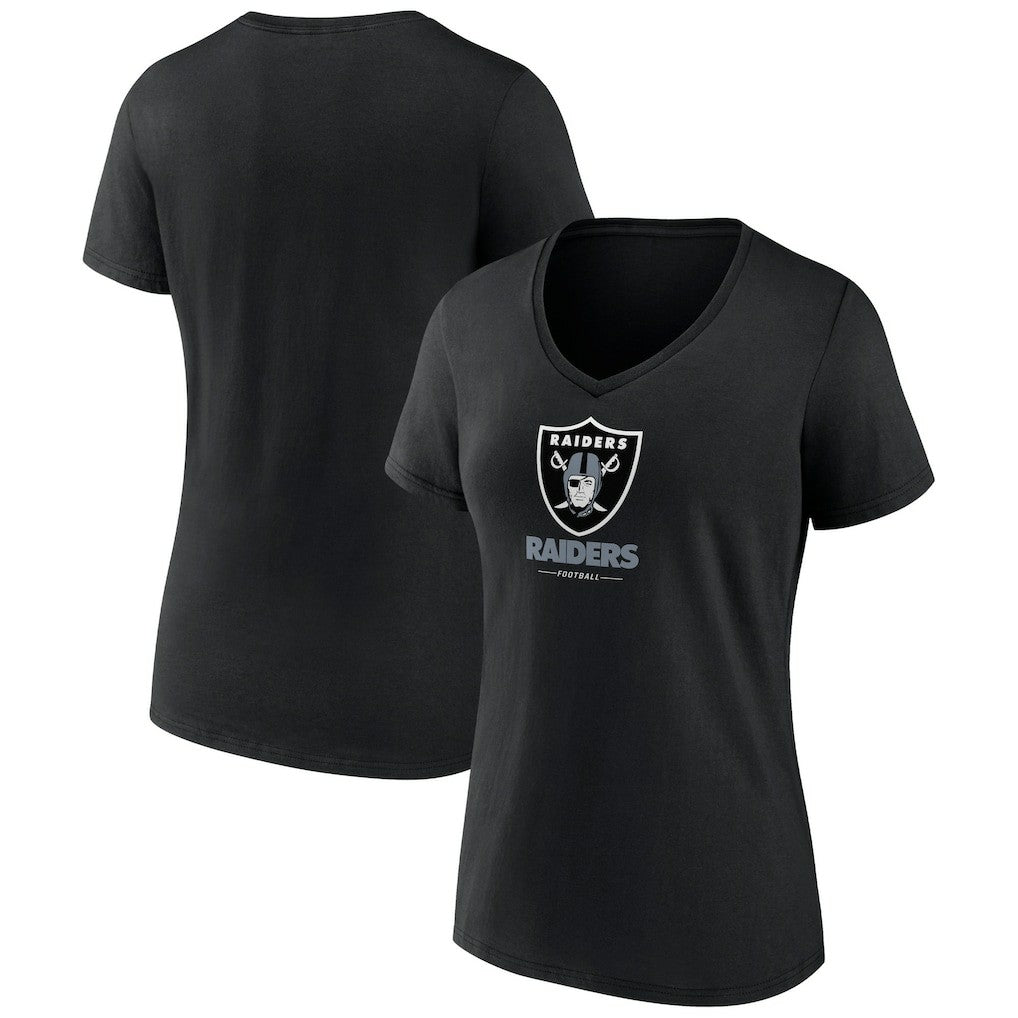Las Vegas Raiders Women's Logo Team Lockup V-Neck T-Shirt Black