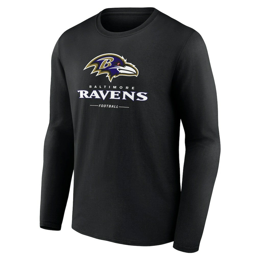 Baltimore Ravens Logo Team Lockup Long Sleeve T-Shirt Black