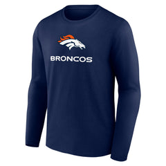 Denver Broncos Logo Team Lockup Long Sleeve T-Shirt Navy