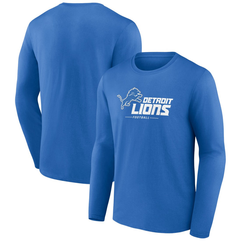 Detroit Lions Logo Team Lockup Long Sleeve T-Shirt Blue