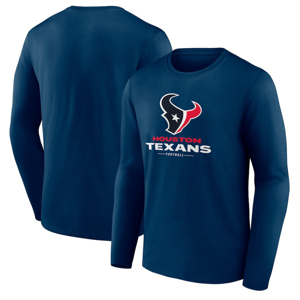 Houston Texans Logo Team Lockup Long Sleeve T-Shirt Navy