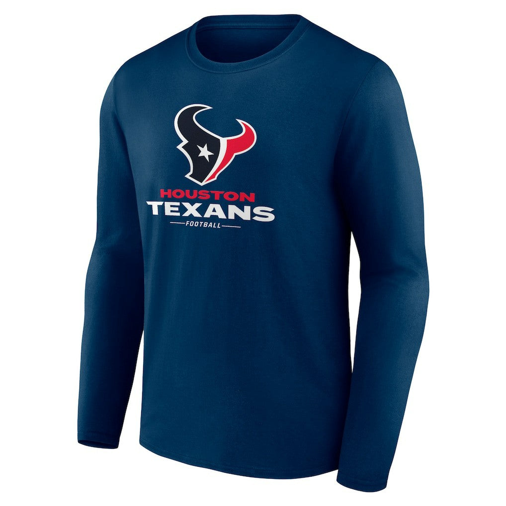 Houston Texans Logo Team Lockup Long Sleeve T-Shirt Navy