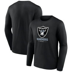 Las Vegas Raiders Logo Team Lockup Long Sleeve T-Shirt Black