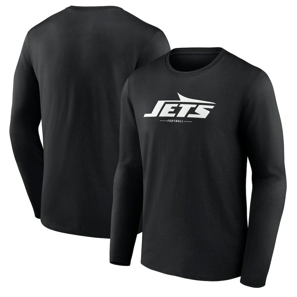 New York Jets Logo Team Lockup Long Sleeve T-Shirt Black