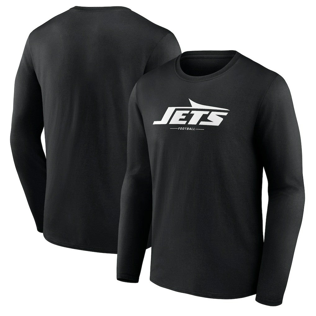 New York Jets Logo Team Lockup Long Sleeve T-Shirt Black