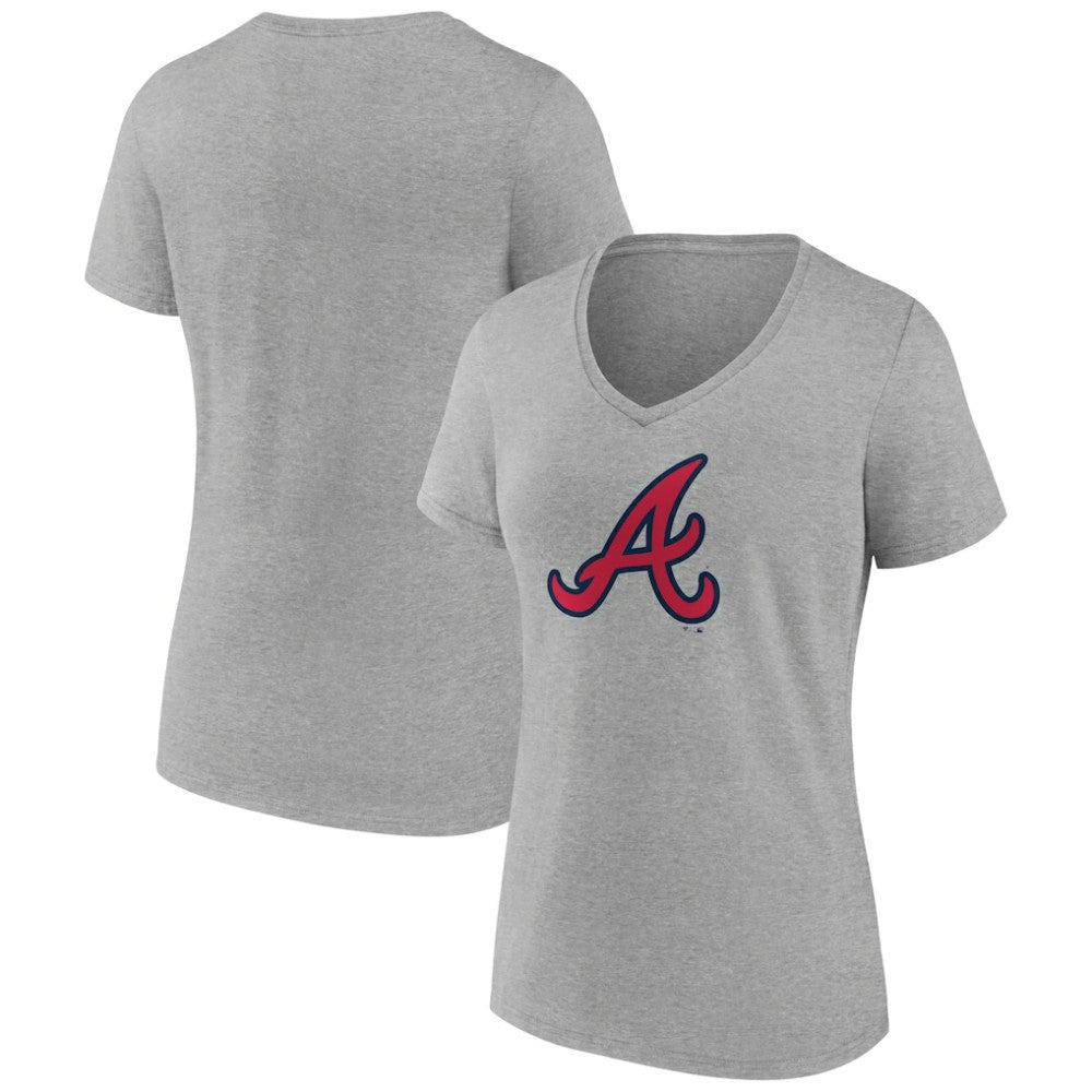 Atlanta Braves Women's Official Logo V-Neck T-Shirt - Gray T-shirts