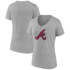 Atlanta Braves Women's Official Logo V-Neck T-Shirt - Gray T-shirts