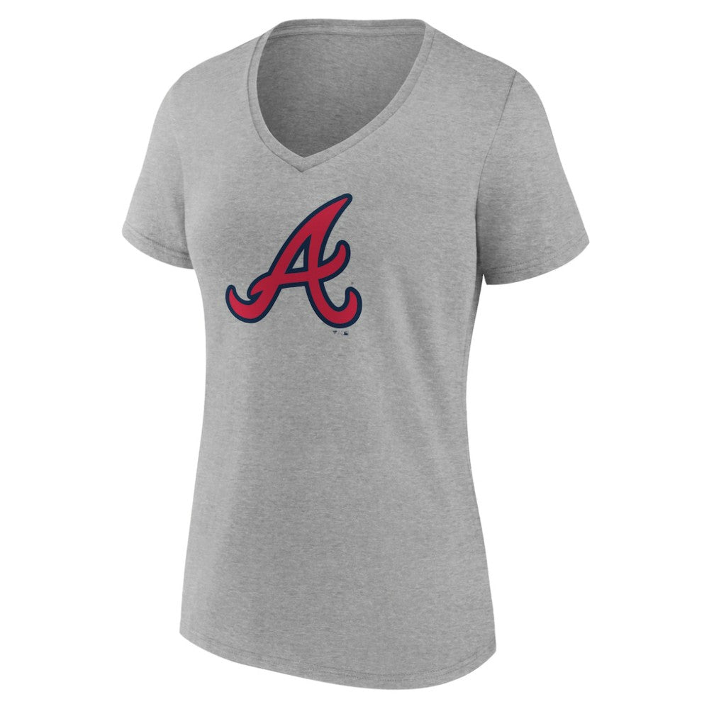 Atlanta Braves Women's Official Logo V-Neck T-Shirt - Gray T-shirts