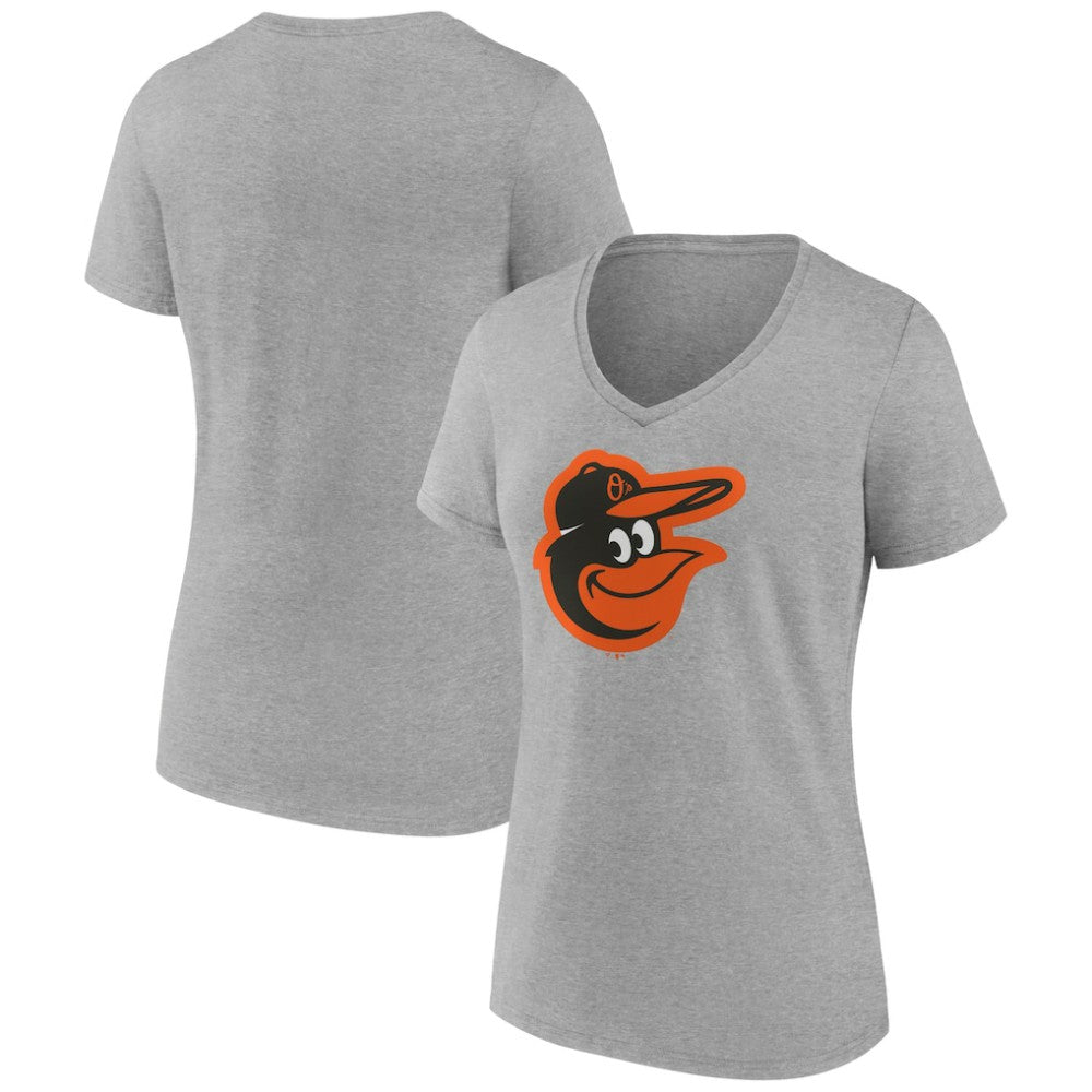 Baltimore Orioles Women's Official Logo V-Neck T-Shirt - Gray T-shirts