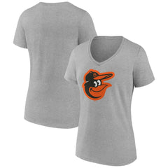 Baltimore Orioles Women's Official Logo V-Neck T-Shirt - Gray T-shirts