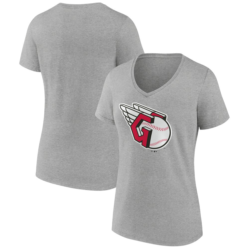 Cleveland Guardians Women's Official Logo V-Neck T-Shirt - Gray T-shirts