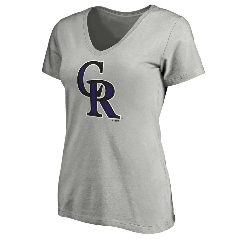 Colorado Rockies Women's Official Logo V-Neck T-Shirt - Gray T-shirts