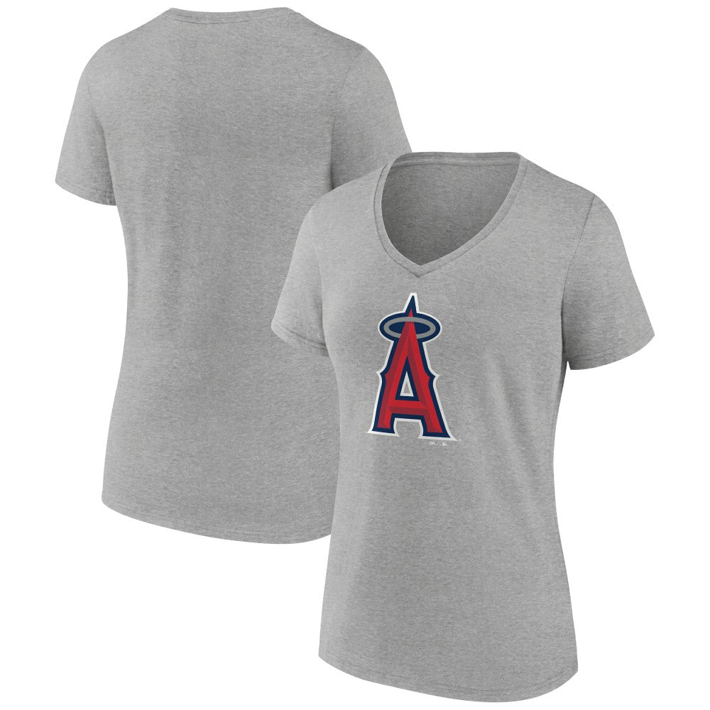 Los Angeles Angels Women's Official Logo V-Neck T-Shirt - Gray T-shirts