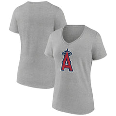Los Angeles Angels Women's Official Logo V-Neck T-Shirt - Gray T-shirts