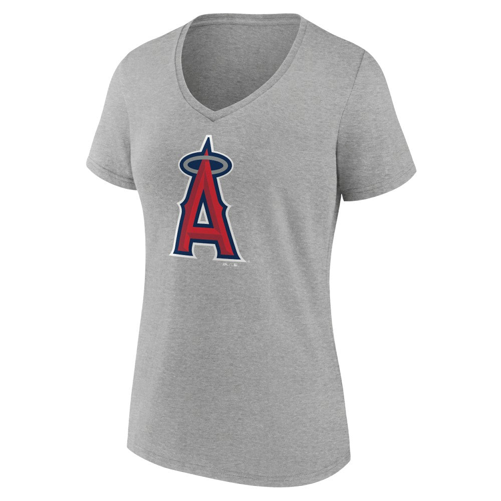 Los Angeles Angels Women's Official Logo V-Neck T-Shirt - Gray T-shirts