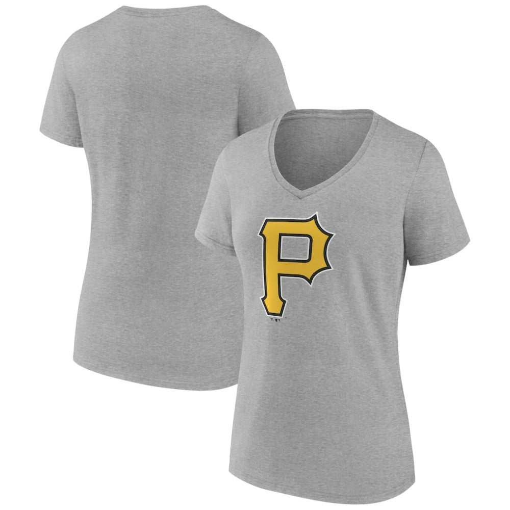 Pittsburgh Pirates Women's Official Logo V-Neck T-Shirt - Gray T-shirts