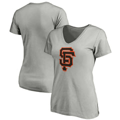 San Francisco Giants Women's Official Logo V-Neck T-Shirt - Gray T-shirts