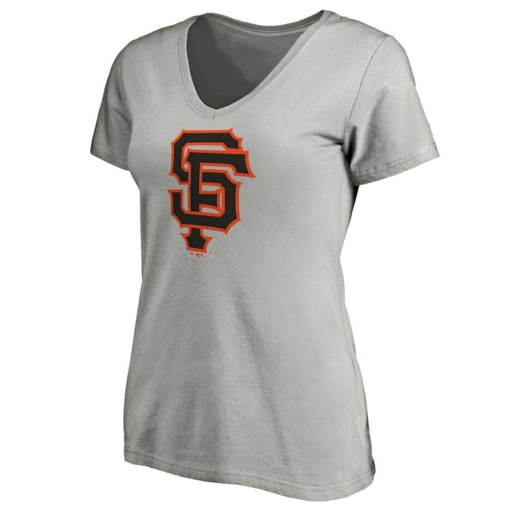 San Francisco Giants Women's Official Logo V-Neck T-Shirt - Gray T-shirts
