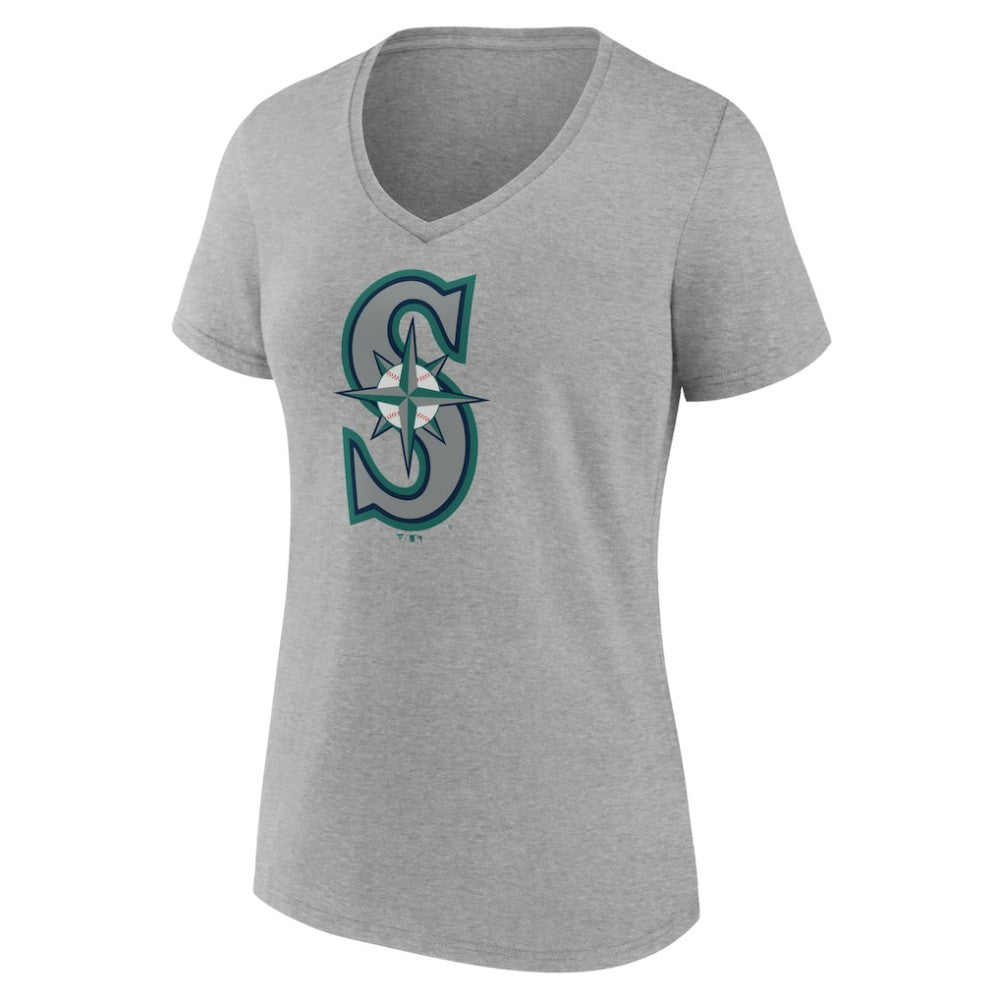 Seattle Mariners Women's Official Logo V-Neck T-Shirt - Gray T-shirts