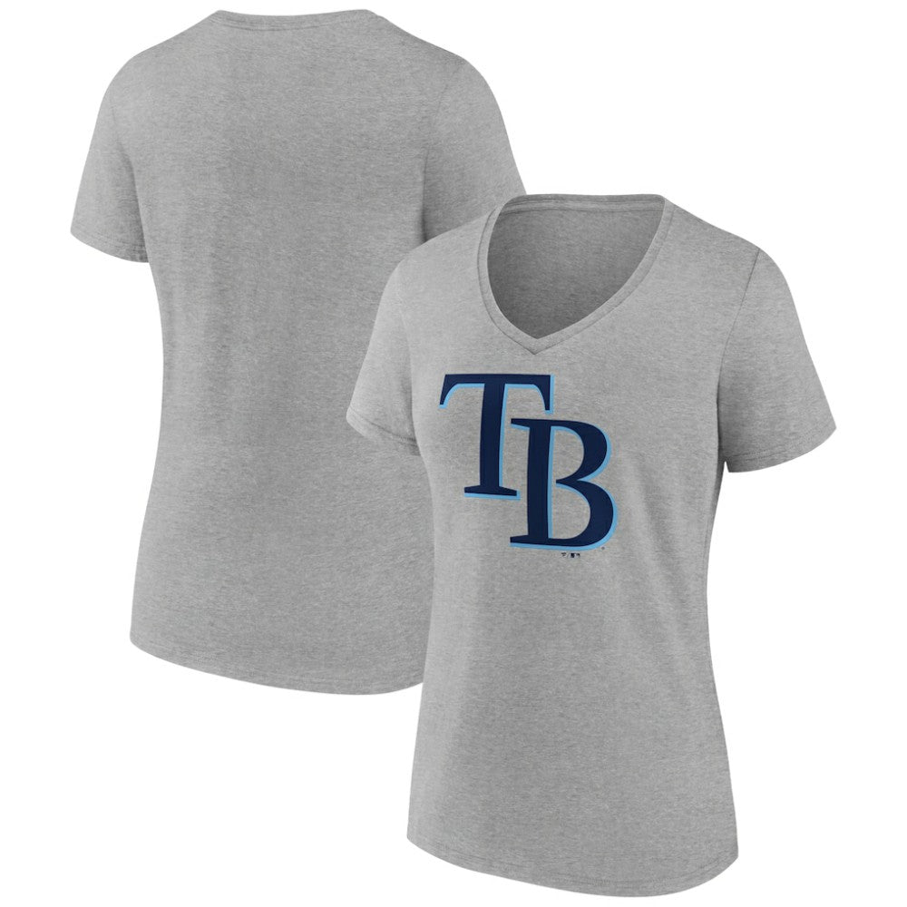 Tampa Bay Rays Women's Official Logo V-Neck T-Shirt - Gray T-shirts