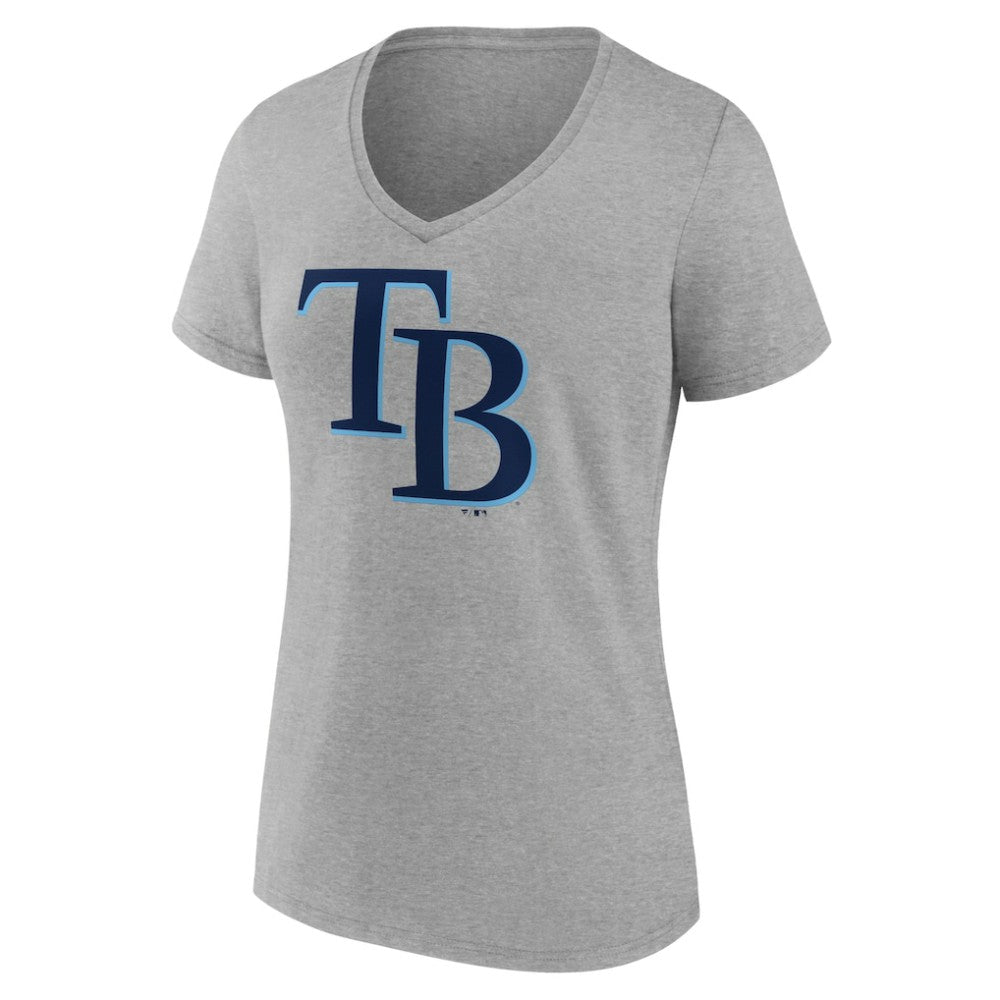 Tampa Bay Rays Women's Official Logo V-Neck T-Shirt - Gray T-shirts