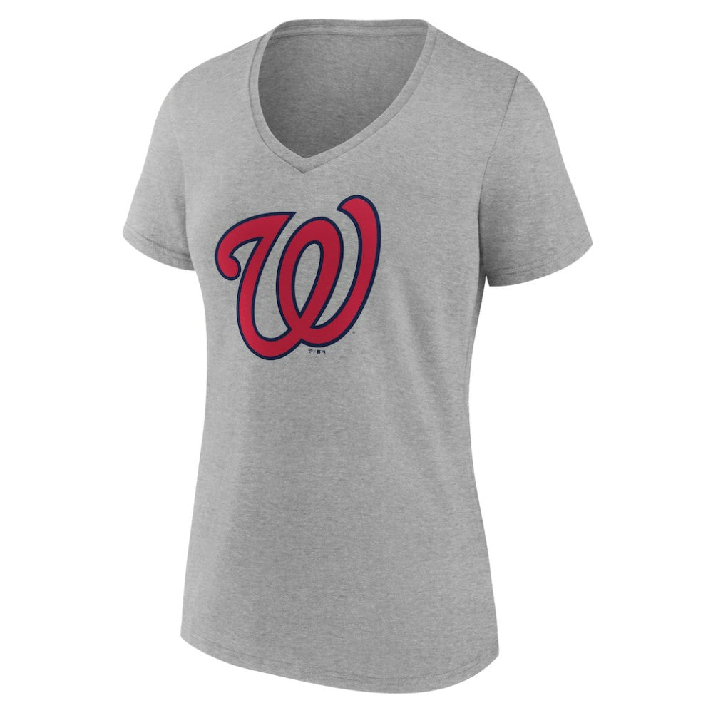 Washington Nationals Women's Official Logo V-Neck T-Shirt - Gray T-shirts