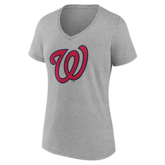 Washington Nationals Women's Official Logo V-Neck T-Shirt - Gray T-shirts