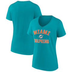 Miami Dolphins Women's Victory Arch Team V-Neck T-Shirt Aqua