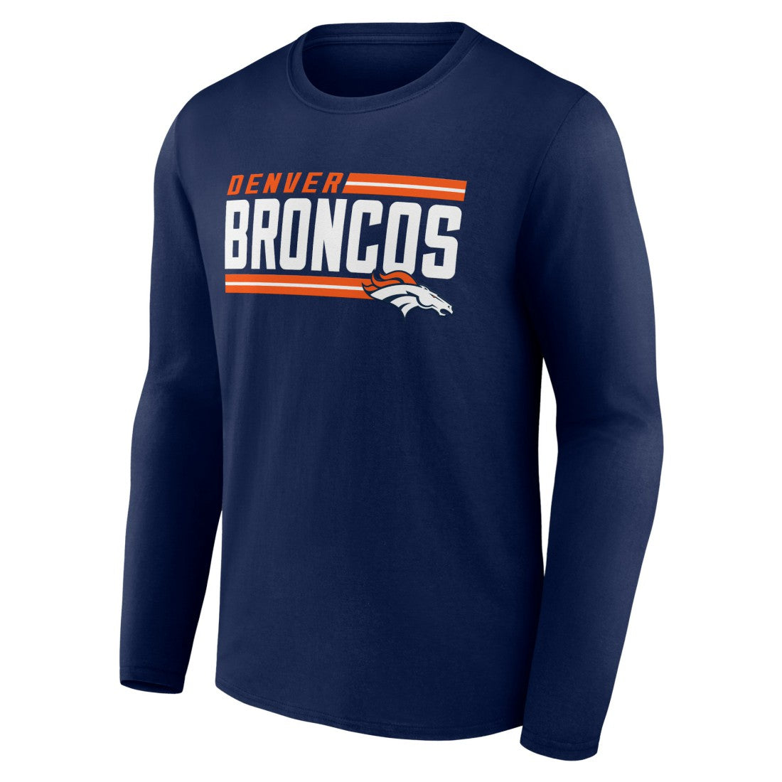 Denver Broncos On Side Stripe Team Long Sleeve T-Shirt Navy