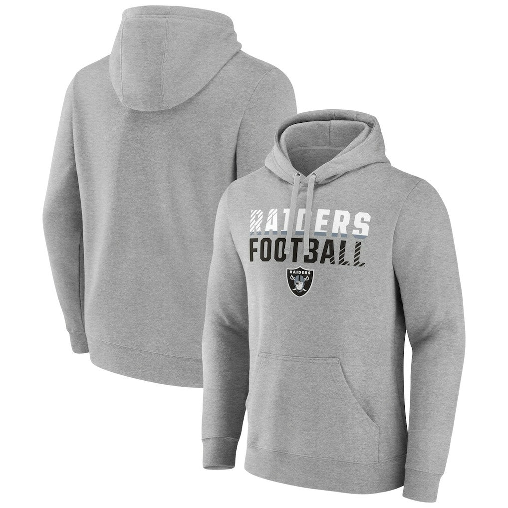 Las Vegas Raiders Team Fade Out Fitted Pullover Hoodie Heather Gray
