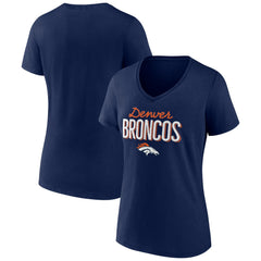 Denver Broncos Women's Nostalgia V-Neck T-Shirt Navy
