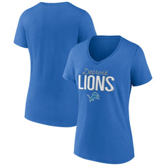 Detroit Lions Women's Nostalgia V-Neck T-Shirt Blue
