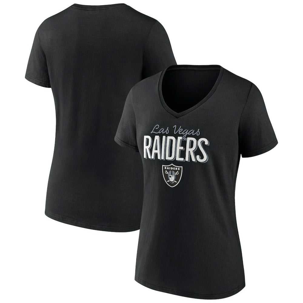 Las Vegas Raiders Women's Nostalgia V-Neck T-Shirt Black