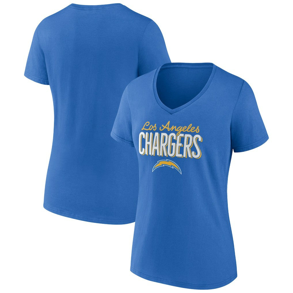 Los Angeles Chargers Women's Nostalgia V-Neck T-Shirt Powder Blue