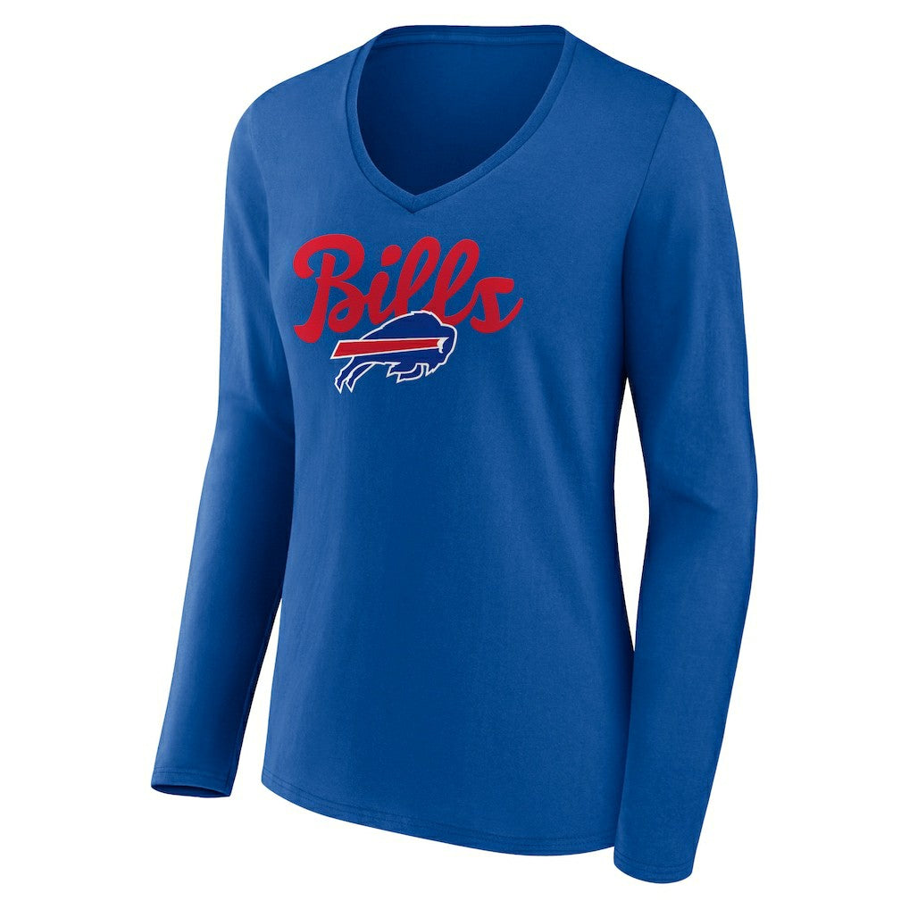 Buffalo Bills Women's Freehand Team Long Sleeve V-Neck T-Shirt Royal