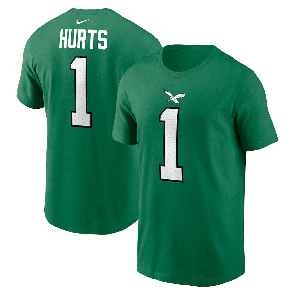 Jalen Hurts Philadelphia Eagles Alternate Player Name & Number T-Shirt Kelly Green
