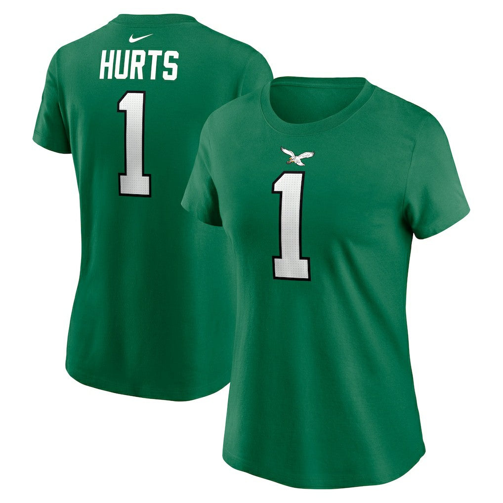 Jalen Hurts Philadelphia Eagles Women's Player Name & Number T-Shirt Kelly Green