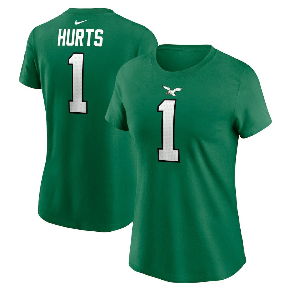 Jalen Hurts Philadelphia Eagles Women's Player Name & Number T-Shirt Kelly Green