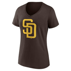 San Diego Padres Women's Official Logo V-Neck T-Shirt - Brown T-shirts