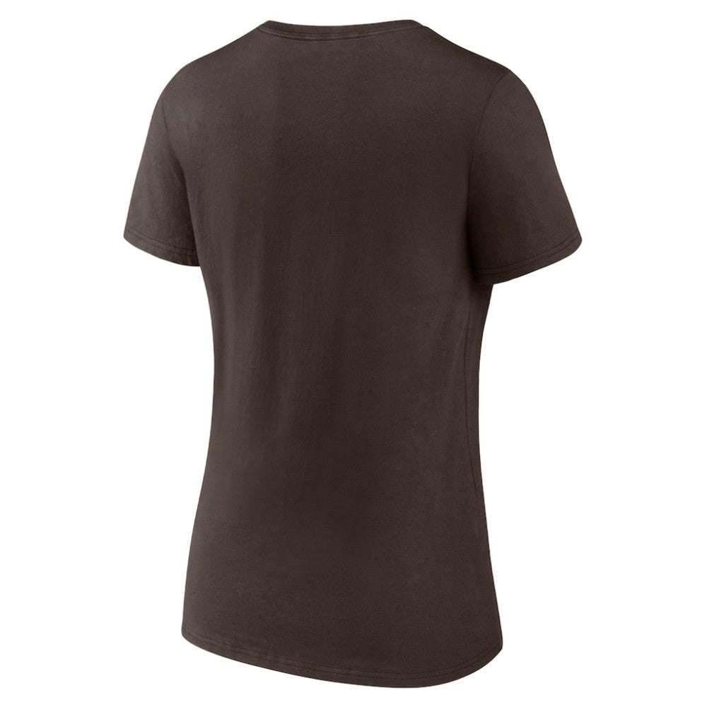 San Diego Padres Women's Official Logo V-Neck T-Shirt - Brown T-shirts
