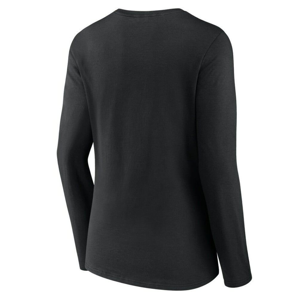 Miami Marlins Women's Victory Script Long Sleeve V-Neck T-Shirt - Black T-shirts
