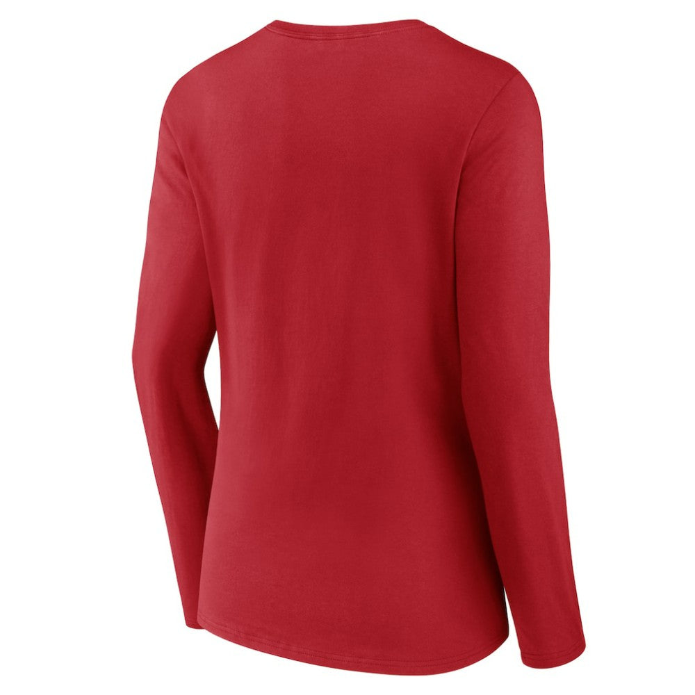 Washington Nationals Women's Victory Script Long Sleeve V-Neck T-Shirt - Red T-shirts