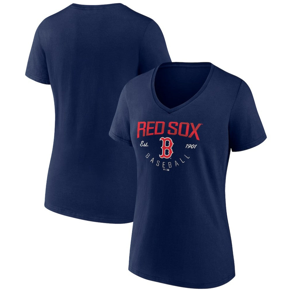 Boston Red Sox Women's Live For It Team V-Neck T-Shirt - Navy T-shirts