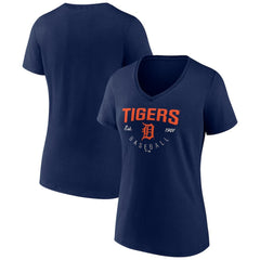 Detroit Tigers Women's Live For It Team V-Neck T-Shirt - Navy T-shirts