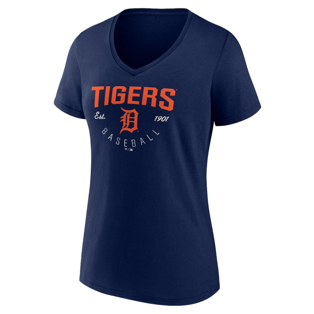 Detroit Tigers Women's Live For It Team V-Neck T-Shirt - Navy T-shirts