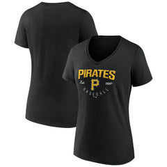 Pittsburgh Pirates Women's Live For It Team V-Neck T-Shirt - Black T-shirts