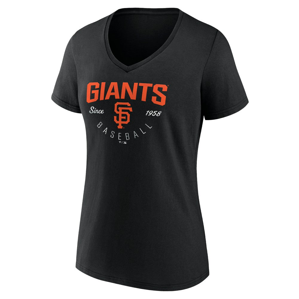 San Francisco Giants Women's Live For It Team V-Neck T-Shirt - Black T-shirts