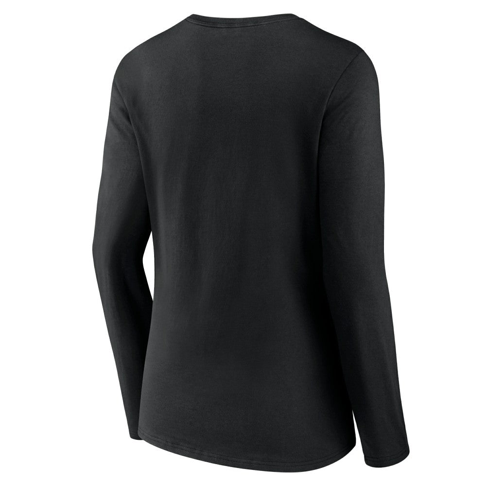 Miami Marlins Women's Live For It Long Sleeve Long Sleeve V-Neck T-Shirt - Black T-shirts